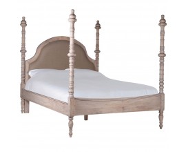 Luxusná rustikálna manželská posteľ Nature z masívneho dreva hnedej farby s ornamentálnym vyrezávaním 189cm