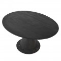 Luxusný oválny jedálenský stôl Marlow čiernej farby z masívneho akáciového dreva 150cm