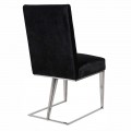 Art deco chrómová jedálenská stolička Mayfair s čiernym čalúnením a striebornými nohami 102cm