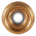 Okrúhle nástenné zrkadlo Moreo v zlatom prevedení z masívneho dreva paulownia