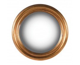 Dizajnové antické nástenné zrkadlo Moreo II s okrúhlym dreveným rámom zlatej farby