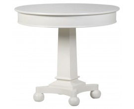 Provensálsky biely okrúhly jedálenský stôl Amarante s vyrezávanou nohou 90cm