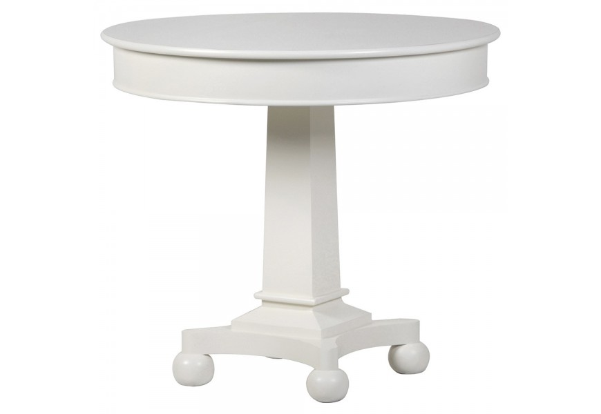 Provensálsky jedálenský stôl Amarante s vyrezávaním a štýlovou nohou okrúhly biely