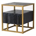 Masívny nočný stolík Loop v art-deco štýle s konštrukciou v zlatej farbe čierny