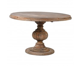Masívny okrúhly jedálenský stôl Kolonial vo vidieckom štýle z recyklovaného dreva hnedý 125cm