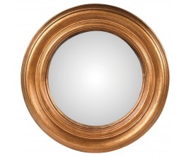 Dizajnové okrúhle nástenné zrkadlo Moreo IV v zlatej farbe z masívneho dreva paulownia