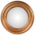 Dizajnové okrúhle nástenné zrkadlo Moreo IV v zlatej farbe z masívneho dreva paulownia