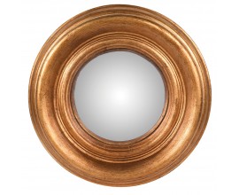Antické dizajnové zrkadlo Moreo V s okrúhlym dreveným rámom zlatej farby 25cm