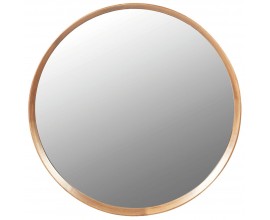 Moderné nástenné zrkadlo Hedley s okrúhlym hnedým rámom z dreva paulownia