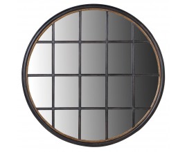 Vintage okrúhle nástenné zrkadlo Peras s dreveným rámom čiernej farby 120cm