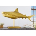 Zlatá dizajnová dekoračná soška žralok Perry z kovovej zliatiny