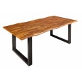 Industriálny obdĺžnikový jedálenský stôl Marron Miel z masívneho dreva v prevedení prírodná akácia hnedá