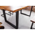 Masívny jedálenský stôl Marron Miel v prírodnom akáciovom vyhotovení s čiernymi kovovými nožičkami obdĺžnikový hnedý 200cm