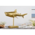 Dizajnová zlatá soška žralok Perry na podstavci z kovovej zliatiny