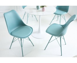 Dizajnová tyrkysová jedálenská stolička Scandinavia v modernom štýle s eko-koženým čalúnením