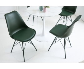 Dizajnová jedálenská stolička Scandinavia s čalúnením z umelej kože tmavo zelená