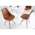 Dizajnová hnedá jedálenská stolička Scandinavia z eko kože v modernom štýle 85 cm