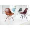 Dizajnová hnedá jedálenská stolička Scandinavia z eko kože v modernom štýle 85cm