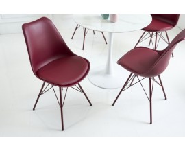 Moderná kožená stolička Scandinavia so štýlovým eko-koženým čalúnením v bordovej farbe