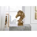 Dizajnová kovová soška hlavy koňa Suomin v zlatom prevedení