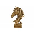 Dizajnová socha koňa Suomin v zlatej farbe z kovovej zliatiny 38cm