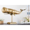 Dizajnová zlatá dekoratívna socha veľryby Moby z kovovej zliatiny