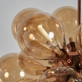 Vintage závesná lampa Silantro s medenou kovovou konštrukciou a sklenenými tienidlami z tmavého skla 56cm 