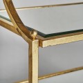 Luxusný art-deco nočný stolík Amuny s kovovou konštrukciou v zlatej farbe s otovrenými poličkami 84cm