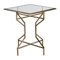 Dizajnový zlatý príručný stolík Amuny v art deco štýle so železnou konštrukciou v atypickom tvare štvorcový