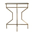 Luxusný art deco príručný stolík Amuny so štvorcovou sklenenou doskou a tvarovanou kovovou konštrukciou zlatý