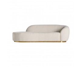 Art deco luxusná sedačka Minneapolis s buklé čalúnením bielej farby a so zlatou kovovou podstavou
