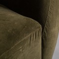 Luxusná art deco sedačka Minneapolis so zamatovým olivovozeleným poťahom a zlatou podstavou 240cm