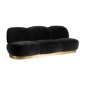 Exkluzívna glamour sedačka Avondale s čiernym zamatovým čalúnením a zlatou podstavou z kovu
