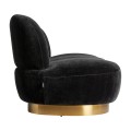 Luxusná art deco čalúnená sedačka Avondale s čiernym zamatovým poťahom a zlatou podstavou 233cm