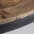 Masívny vintage jedálenský stôl Lavia Pine z masívneho dreva s čiernym kovovým rámom a podstavou okrúhly hnedý 120cm