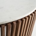 Art deco konferenčný okrúhly stolík Missy z hnedého akáciového dreva a vrchnou doskou z bieleho mramoru 100cm