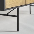 Art deco príborník Mapallo s čiernou kovovou konštrukciou a mangovým drevom so zlatou povrchovou úpravou 185cm