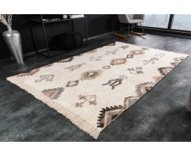 Elegantný obdĺžnikový koberec Ethno v štýle etno v béžovej farbe z bavlny 230x160cm