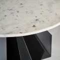 Luxusný art deco konferenčný stolík Evarista s čiernou podstavou a bielou okrúhlou vrchnou doskou z mramoru 80cm