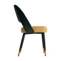 Glamour moderná jedálenská stolička Celia so zeleno-žltým poťahom a čiernymi kovovými nohami 90cm