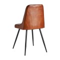 Vintage dizajnová jedálenská stolička Kingsley s hnedým koženým čalúnením a čiernymi nohami z kovu 85cm