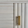 Luxusný art deco TV stolík Sedge z mangového dreva bielej farby so zlatou kovovou konštrukciou 200cm