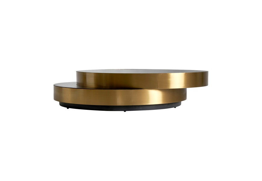 Luxusný art deco okrúhly konferenčný stolík Sarande z kovu zlatej farby 140cm 