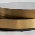 Luxusný art deco okrúhly konferenčný stolík Sarande z kovu zlatej farby 140cm 
