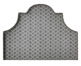 Moderné čalúnené čelo postele Spear s čierno-bielym vzorom a mosadzným vybíjaním 160cm