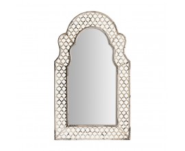 Provensálske luxusné nástenné zrkadlo Melisandre s ozdobným rámom z kovu sivej farby s patinou 130cm
