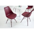 Dizajnová jedálenská stolička Scandinavia s eko-koženým čalúnením v bordovej farbe