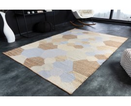 Dizajnový moderný obdĺžnikový koberec Sensei s geometrickým vzorom v hnedo-modrých odtieňoch 230cm
