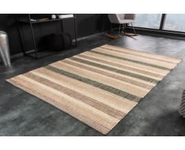 Štýlový moderný obdĺžnikový koberec Persen z konope s pruhovaným dizajnom v naturálnych odtieňoch 230cm
