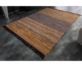 Etno kožený koberec Parra hnedý obdĺžnikový